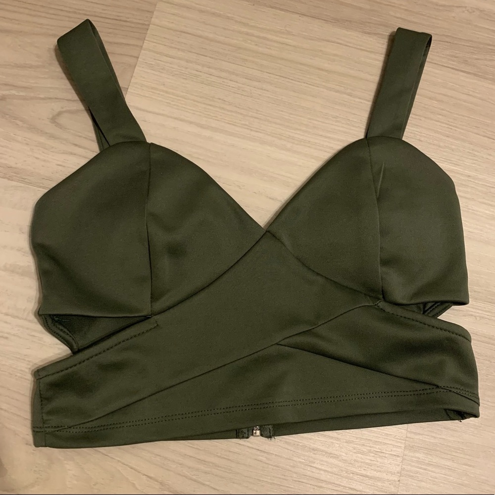 Green crossed crop top